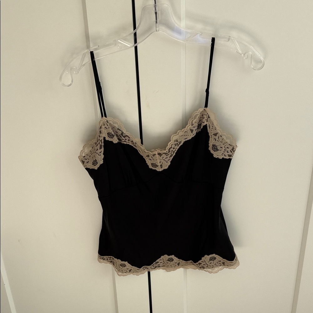 Ann Taylor Black Top with Lace Trim